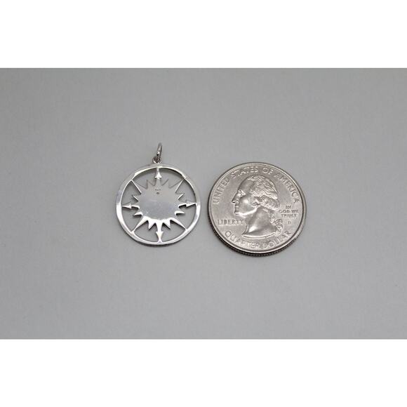 Sterling Silver Compass Pendant with Mountain Center Charm - Picture 5 of 10